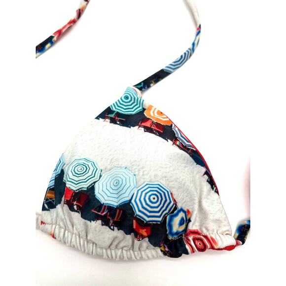 Splendid by Gray Malin Red Umbrella Reversible Swim Bikini Top Swim XS NWT - Picture 3 of 6